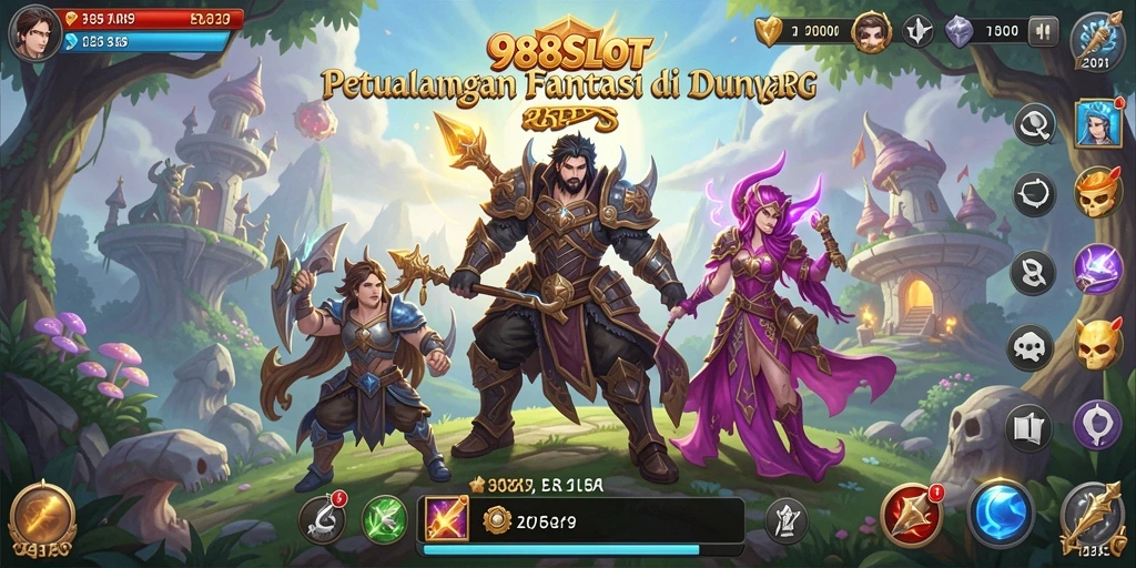 Gameplay seru dalam 988SLOT dengan karakter RPG menarik.