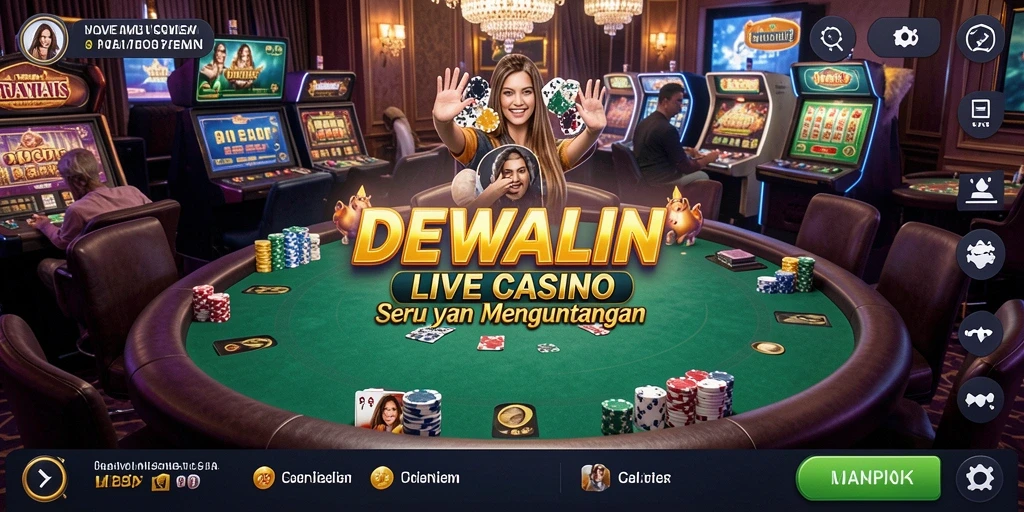 Screenshot gameplay seru DEWALIN yang menunjukkan interaksi langsung dengan dealer.