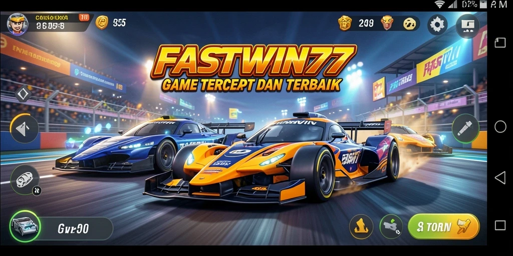Screenshot gameplay FASTWIN77 menunjukkan aksi balap yang mendebarkan.
