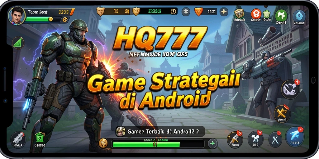 Tampilan screenshot utama HQ777 menampilkan aksi pertempuran strategis.