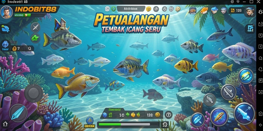 Tampilan menarik gameplay Tembak Ikan di INDOBIT88.