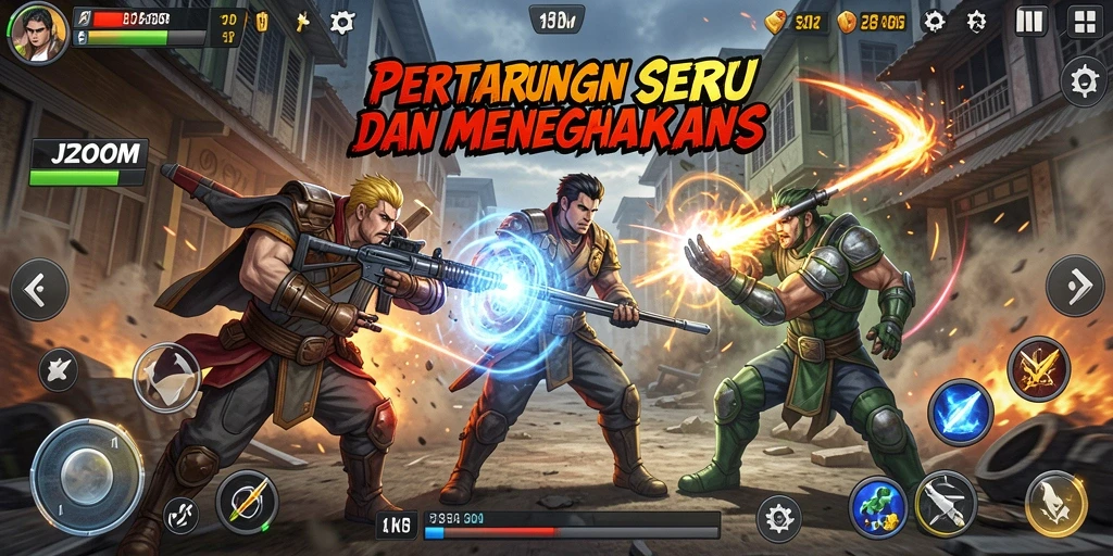 Screenshot gameplay <strong>J200M</strong> yang menunjukkan pertarungan yang seru dan dinamis.