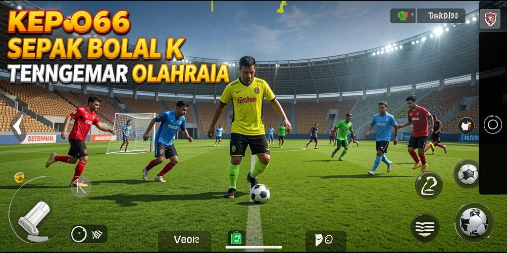 Tangkapan layar gameplay KEPO66 menampilkan aksi seru pertandingan sepak bola.
