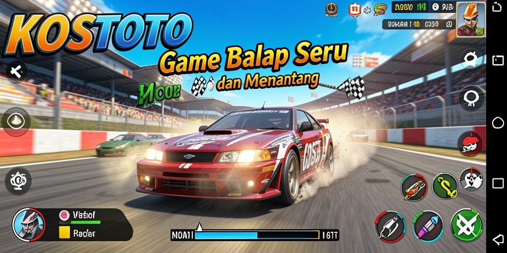 Gameplay KOSTOTO menampilkan aksi balap yang mendebarkan dan grafis yang menawan.