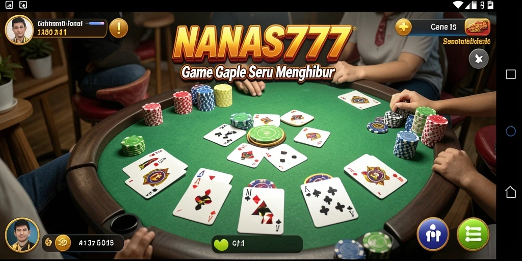 Screenshot gameplay Gaple NANAS777 yang seru dan interaktif.