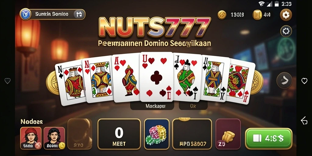 Tampilan utama gameplay NUTS777 dengan pemain yang bersaing di meja Domino.