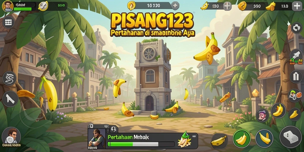 Tampilan menarik dari gameplay PISANG123 dengan strategi Tower Defense.