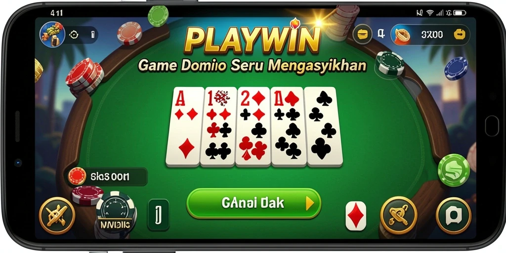 Tampilan seru gameplay Domino di aplikasi PLAYWIN.