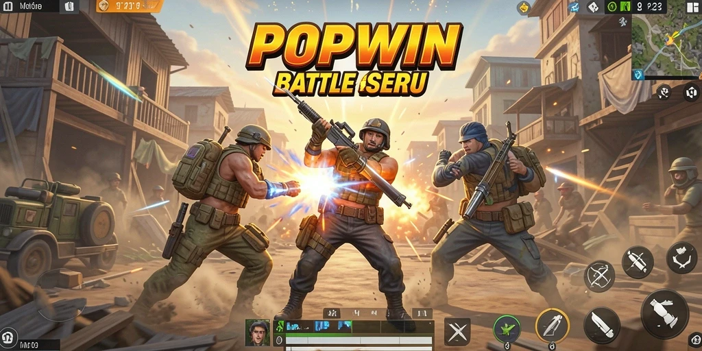 Tampilan seru dari gameplay Battle Royale di POPWIN dengan aksi menegangkan.